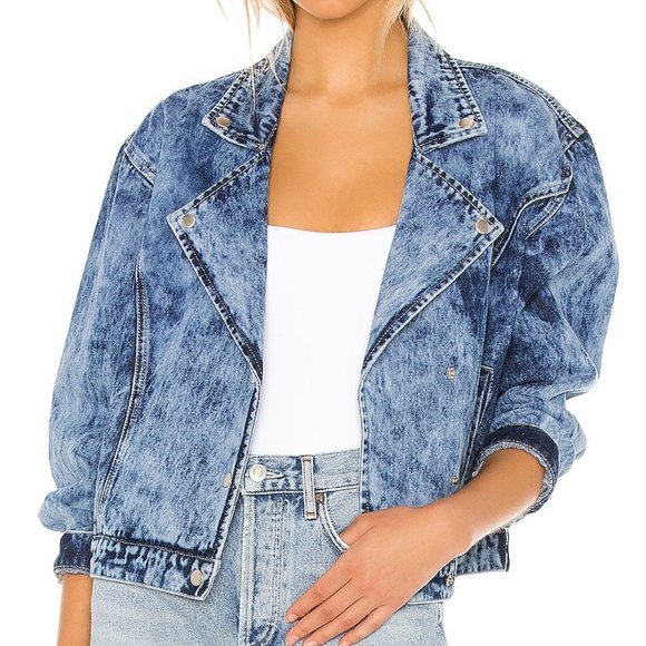 Denim Moto Jacket Acid Wash Revolve 